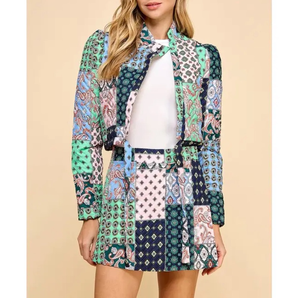 TCEC Patchwork Paisley Set - Green Blue Navy